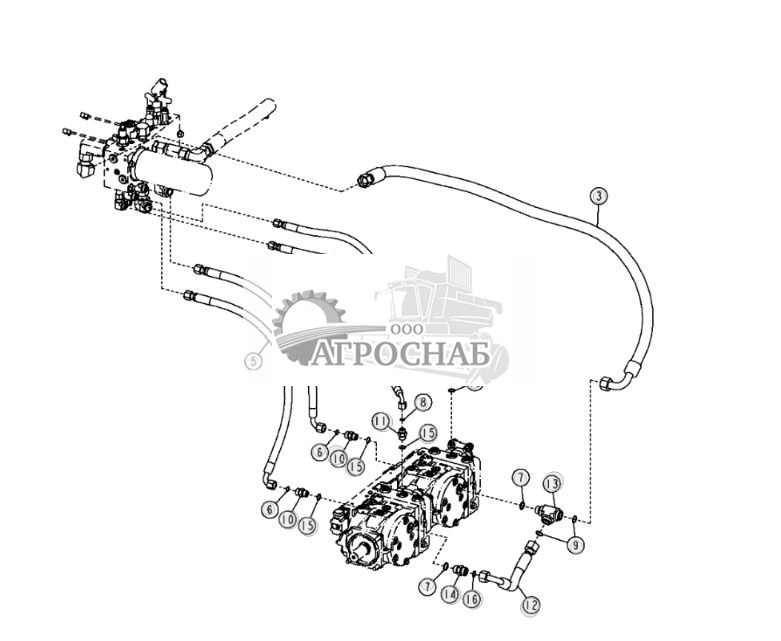 Гидростат.трансм. упр. и шланги гидростат. фильтра - ST26264 65.jpg